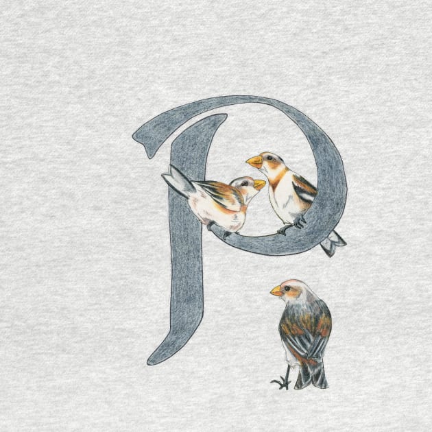 Avian Alphabet P - Snow bunting by hnewmanart